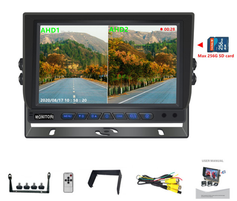 مانیتور 9 اینچ 1080P چهارگانه ماشین با عملکرد DVR پشتیبانی از ضبط ویدیویی 256G کارت SD