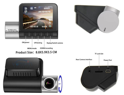 ضبط کننده تصویر 4K با وضوح بالا 1080P پشتیبانی از وای فای GPS دوربین ضبط کننده تاکسی