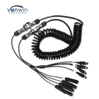 ماشین ویدیو هواپیمایی سیم بهار تریلر کانکتور سیم 4-Pin/RCA کشش مارپیچی کابل پیچیده