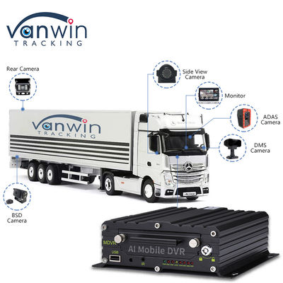 ADAS DMS BSD هوش مصنوعی خودرو ناوگان دوربین ماشین با 8CH وای فای GPS 4G زنده مشاهده موبایل DVR برای ماشین