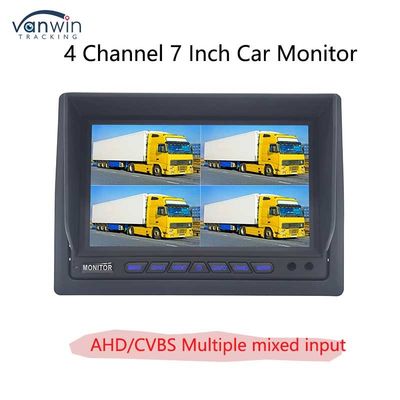 AHD/CVBS چند ویدئو ورودی مخلوط 4 کانال 7 اینچ Split Display Monitor برای خودرو