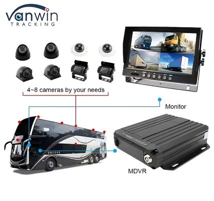 1080P دو کارد SD 4 کانال Dvr تلفن همراه با 4G GPS وای فای دوربین مدار بسته خودرو
