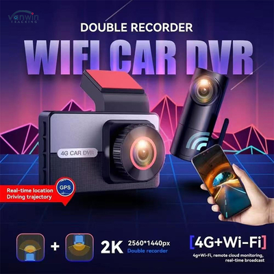 دوربین داشبورد پیشرفته 2K 4G سیم کارت دو لنز GPS دید در شب WDR عملکردهای ضبط حلقه ای سازگار با خودروهای هوشمند VW اندروید IPS