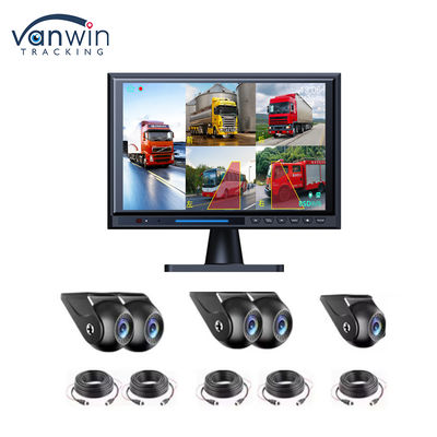 10.1 Inch Truck DVR 5CH Quad Split Monitor 360 View Backup Camera With BSD Alarm Auto Human Tracking Kit