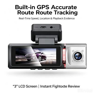 دوربین 3 کاناله AI 4G Dash 4K جلو، ADAS و DMS، ردیابی GPS، مانیتور پارکینگ 24/7