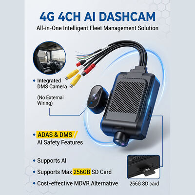 4G LTE AI Fleet Dashcam با ضبط تصادف در زمان واقعی و نظارت بر رفتار راننده برای ایمنی ناوگان