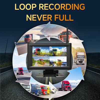 دوربین 4CH 720P بی سیم برای کامیون ها ، RV ها و اتوبوس ها   7 "آلارم IPS BSD ، نصب مغناطیسی ، شارژ مجدد ، پلاگ و پلی ، قابل گسترش 1-4CH