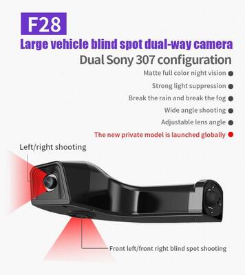 Truck Blind Spot Camera System 1080P Dual Lens Side View Camera 18.88 Inch Monitor for Semi Truck Trailer Commercial Vehicle