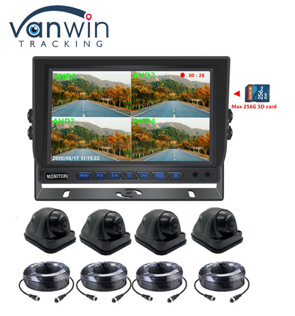 مانیتور 9 اینچ 1080P چهارگانه ماشین با عملکرد DVR پشتیبانی از ضبط ویدیویی 256G کارت SD