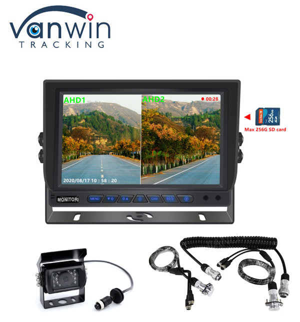 ورود جدید AHD 4CH کارت SD 1080P 9inch Quad Monitor همه در یک DVR داخلی برای کامیون اتوبوس