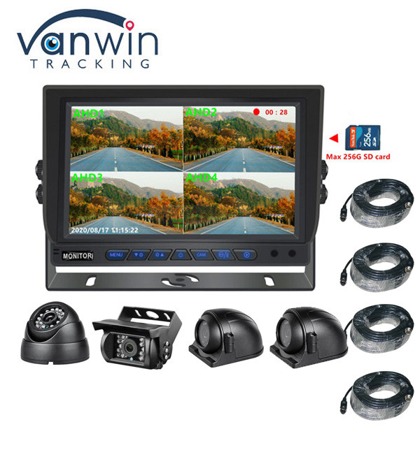 فروش داغ 9 اینچ 1024*600 AHD چهار صفحه نمایش ماشین کامیون سیستم دوربین امنیتی با عملکرد ضبط