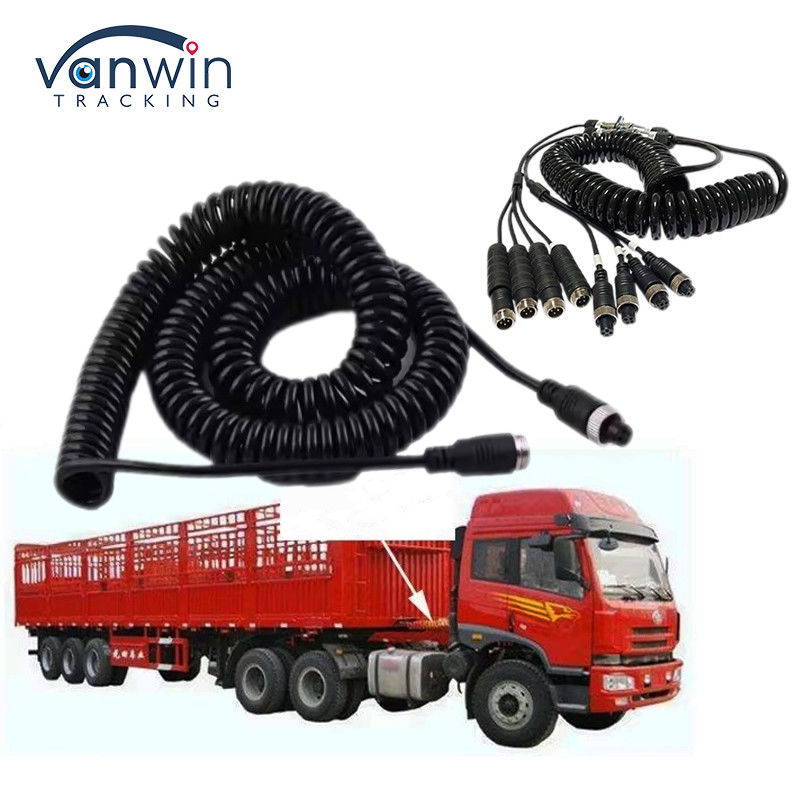 ماشین ویدیو هواپیمایی سیم بهار تریلر کانکتور سیم 4-Pin/RCA کشش مارپیچی کابل پیچیده