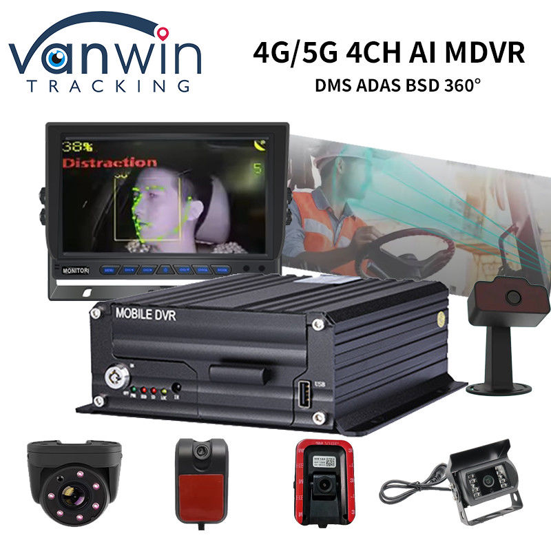 4 Ch AI Truck Bus Mobile DVR با AI DSM ADAS BSD پشتیبانی 4G 5G WIFI GPS