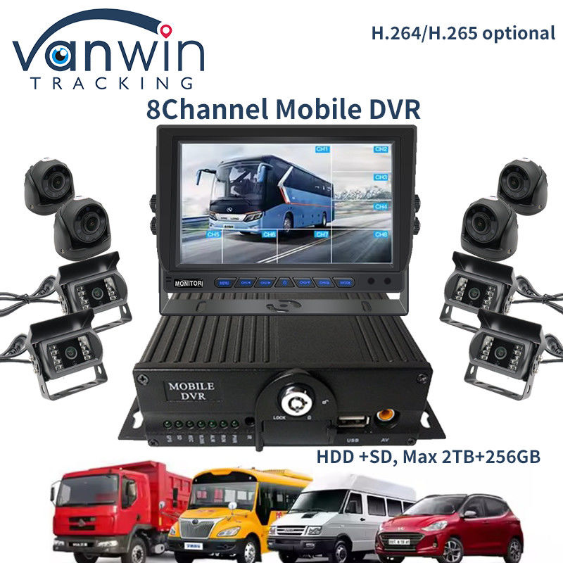 8 کانال 1080P AHD DVR تلفن همراه خودرو CCTV MDVR 2TB HDD برای کامیون تاکسی اتوبوس