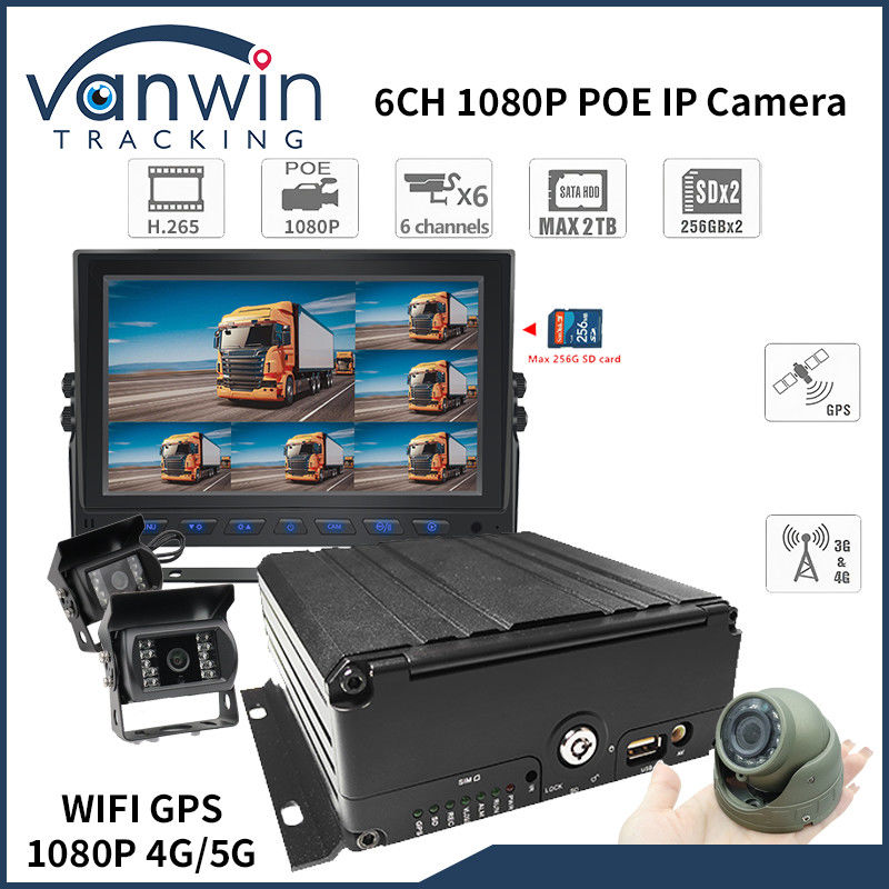 4G 6 کانال H. 265 HDD ماشین DVR تلفن همراه برای دوربین های امنیتی خودرو