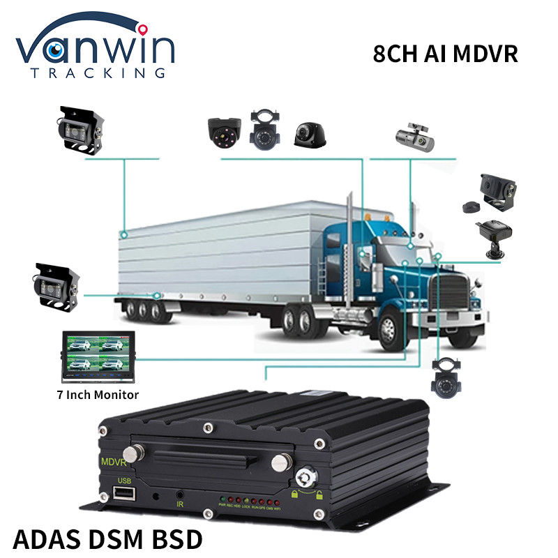 8CH ضبط کننده دوربین مدار بسته خودرو MDVR سیستم هشدار زودهنگام ایمنی هوش مصنوعی DVR ADAS DMS BSD
