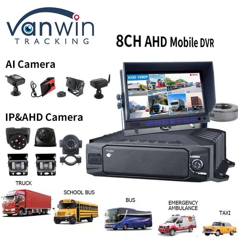 HDD 1080p 8ch موبایل DVR 4g GPS WIFI MDVR Kit سیستم دوربین برای ردیابی خودرو امنیت خودرو