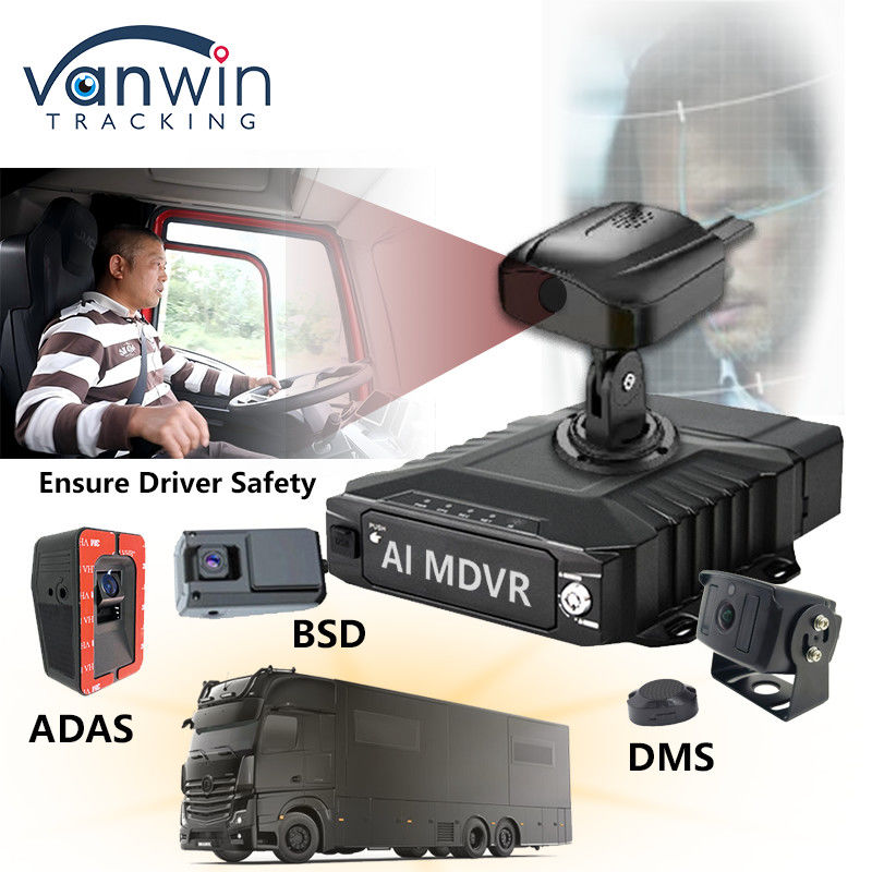 H.265 8CH HDD Mobile DVR Advanced Driving DSM ADAS BSD AI سیستم نظارت بر سنسور پیاده ها