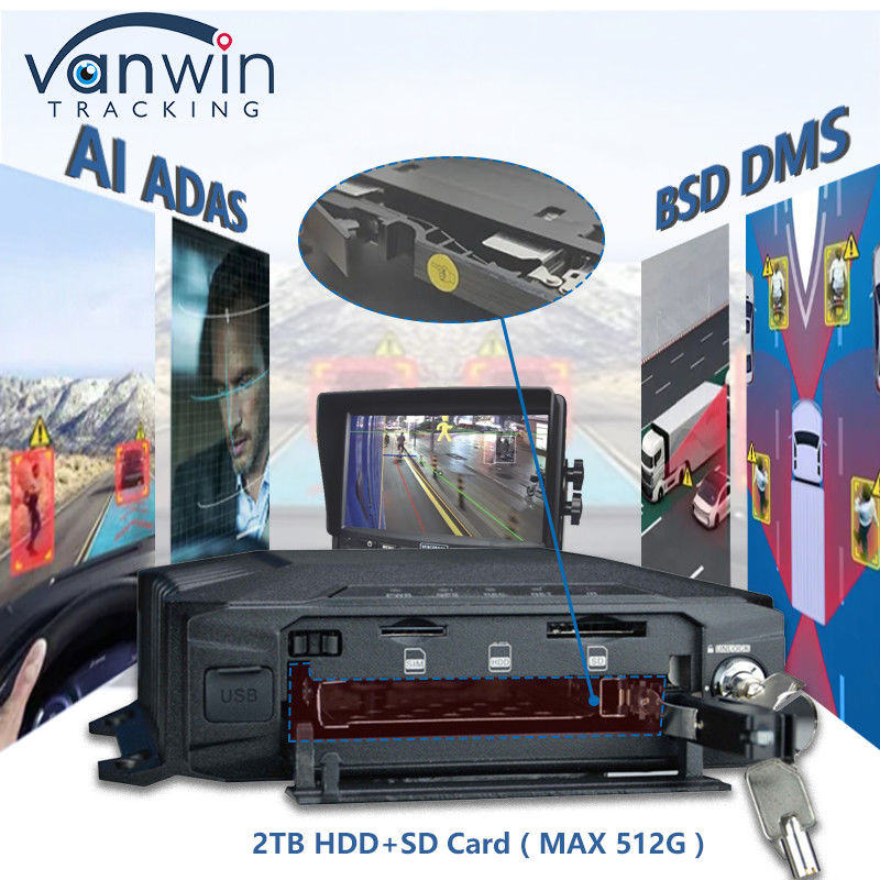 AHD 1080P 8CH 4G GPS Mobile DVR با الگوریتم ساخته شده ADAS DSM BSD AI Powered