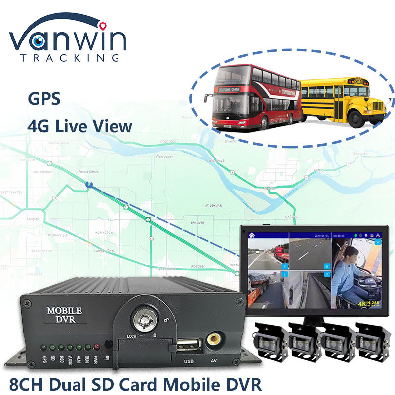 8CH AHD دو کارت SD سیستم DVR تلفن همراه 4G WIFI GPS MDVR برای مشاهده زنده