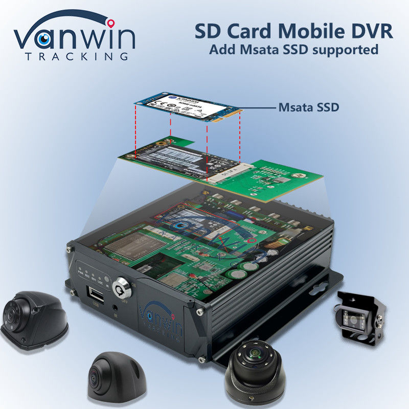 مینی سایز اضافه کنید Msata SSD پشتیبانی شده 4CH DVR تلفن همراه 4G ردیابی GPS خودرو MDVR