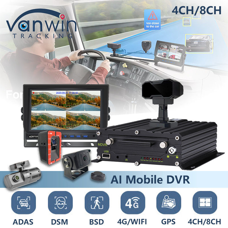 8CH AI BSD ADAS DMS MDVR سیستم HD 1080P HDD DVR موبایل با عملکرد 4G GPS WIFI