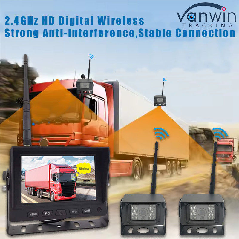 5 اینچ دیجیتال HD DVR بی سیم کامیون پشتیبان دوربین مانیتور سیستم چهار منظره صفحه نمایش