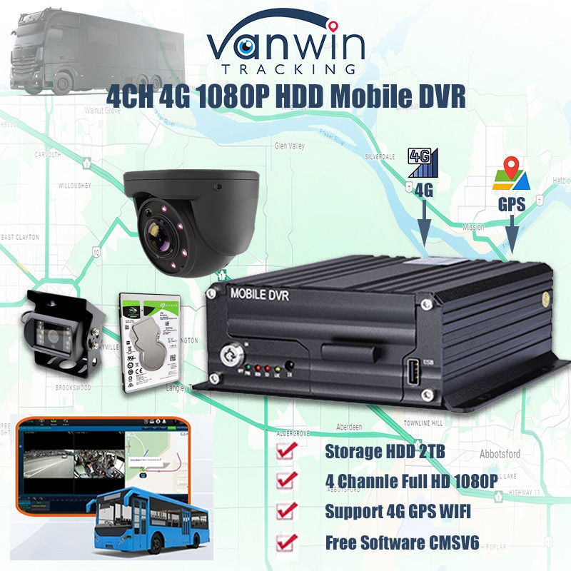 H.265 4CH 1080P HDD Mobile DVR Vehicle CCTV Video Recorder Kit سیستم دوربین MDVR
