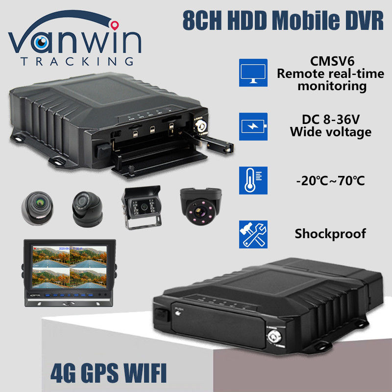 8 کانال 4G وای فای 1080P HDD DVR موبایل نظارت بر خودرو AHD نمایش در زمان واقعی Mdvr
