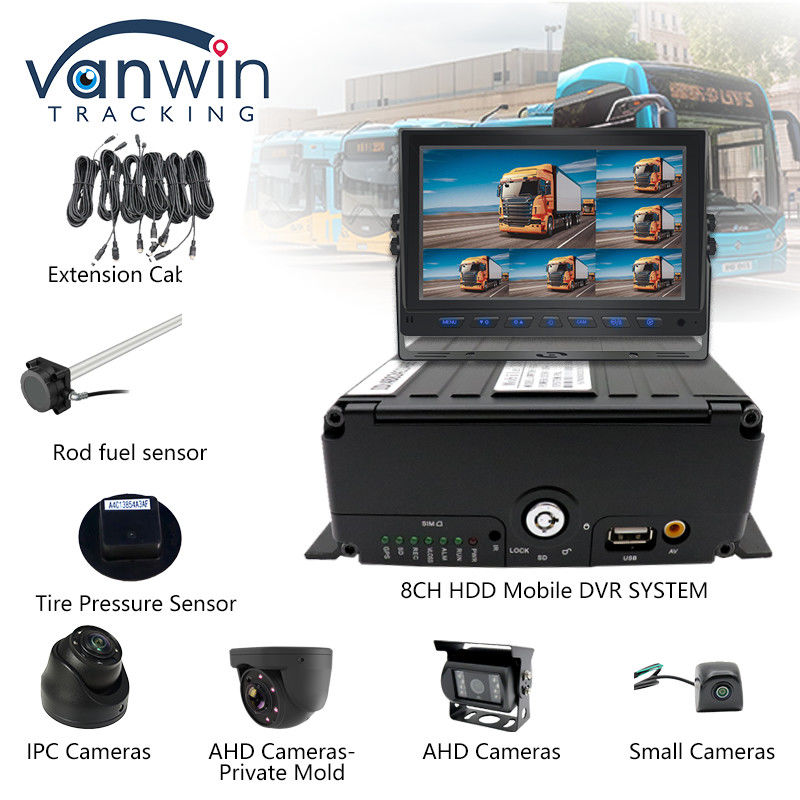 Full HD 1080P 8CH DVR موبایل H.265 CMSV6 راننده اتوبوس 4G وای فای MDVR دوربین ماشین اتوبوس کامیون