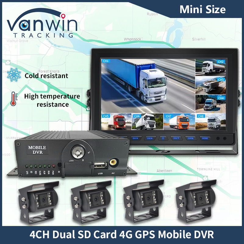 H.265 4CH Full HD Mobile DVR Live Stream Blackbox Recorder 4G وای فای GPS دوربین مدار بسته خودرو