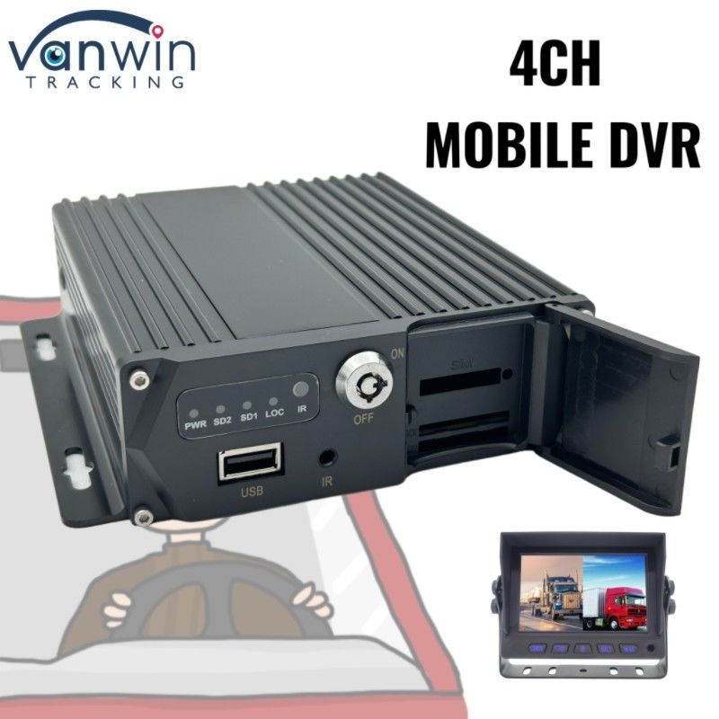 4 کانال کارت SD DVR موبایل دو کارته دو کارته آماده برای نظارت بر خودرو