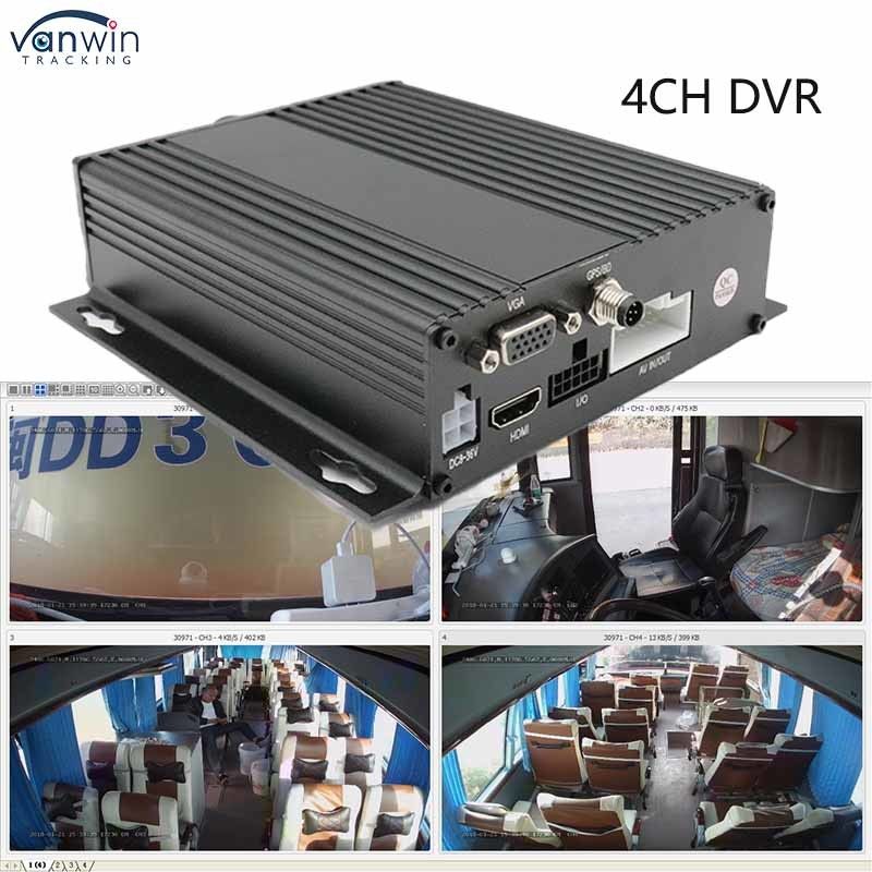 1080P AHD کنترل از راه دور ماشین اتوبوس RV 3G 4G GPS تلفن همراه HD 4CH DVR ضبط کننده ویدیو