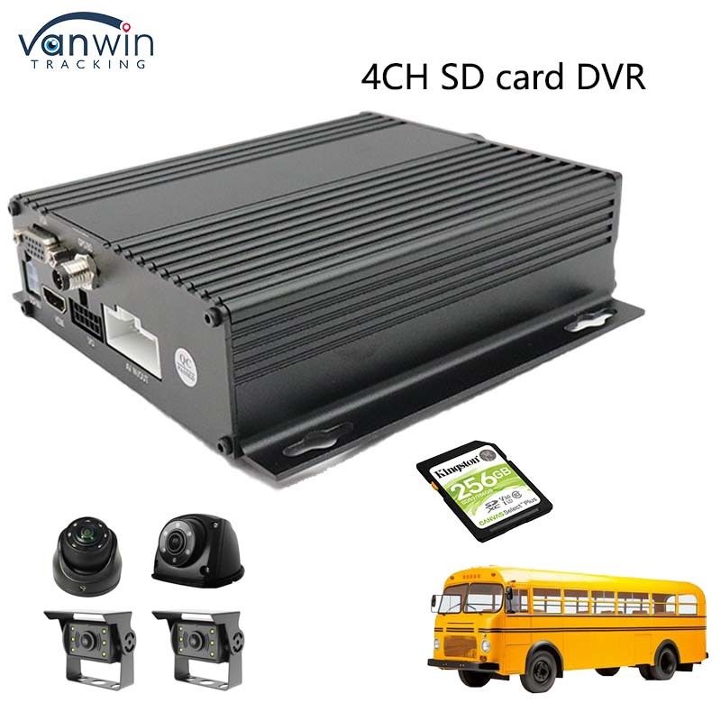 4 کانال AHD 1080P کارت SD 256G DVR موبایل با پورت USB VGA برای ضبط DVR امنیتی کامیون