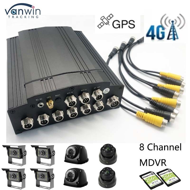 Full HD 1080P 8CH Mobile DVR SD Card 4G GPS H.265 CMSV6 سیستم امنیتی DVR اتوبوس کامیون