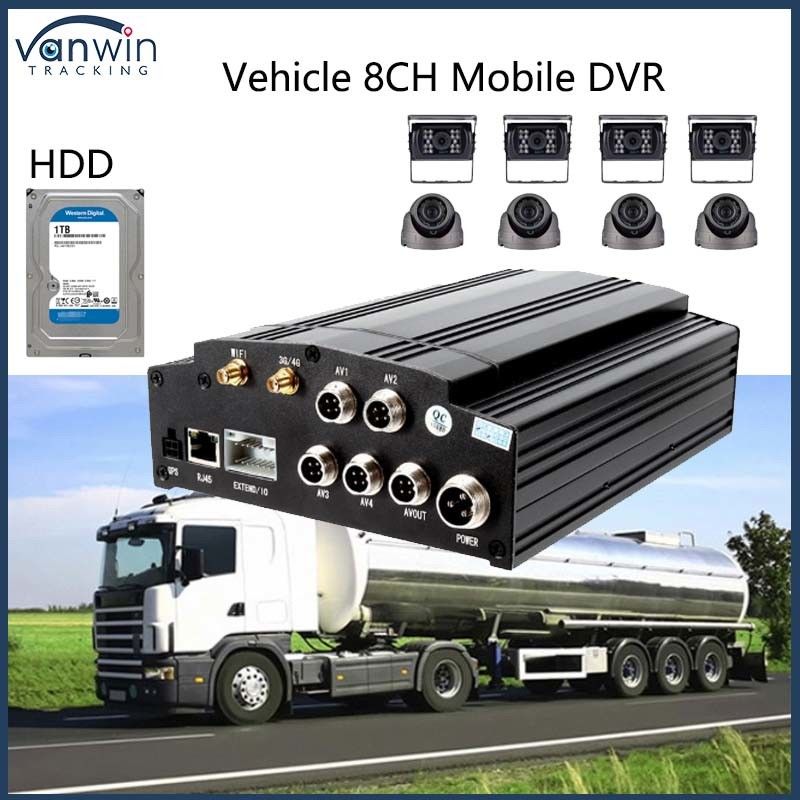 8CH ماشین 1080P H. 265 HDD DVR موبایل کامیون MDVR کنترل از راه دور خودرو MDVR