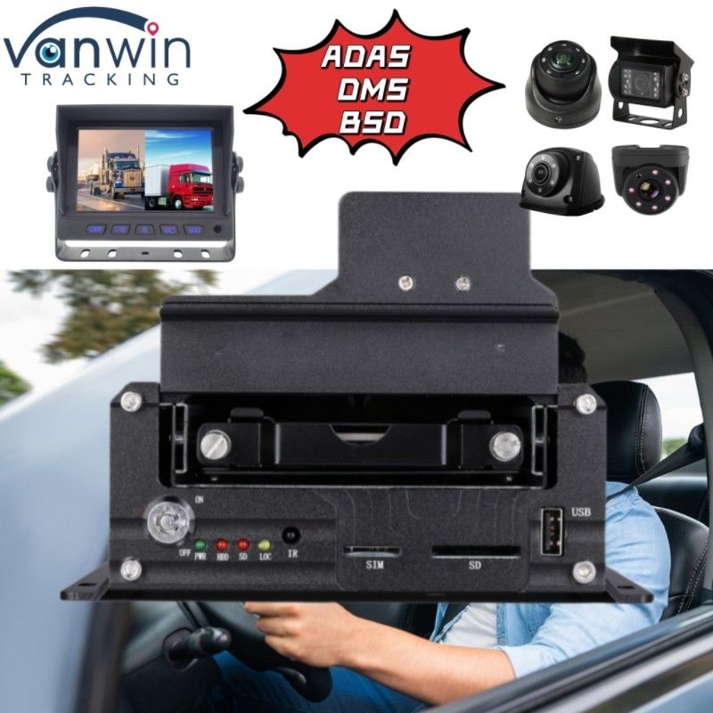 پشتیبانی حرفه ای 4CH HDD DVR ADAS DMS BSD تابع 4G GPS ردیاب خودرو