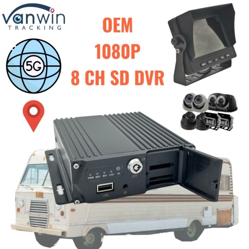 8 کانال کارت SD MDVR 5G GPS ردیاب خودرو 1080P ضبط کننده ویدیو برای کامیون اتوبوس پشتیبانی ون خدمات OEM