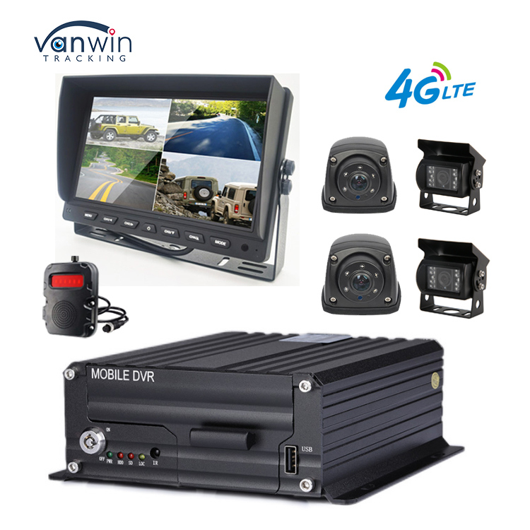 دوربین 1080P 4CH MDVR ضد آب 7 اینچ مانیتور MDVR ضبط کننده 4G GPS دوربین پشتیبان عقب راننده اتوبوس کامیون ماشین کمک به عقب