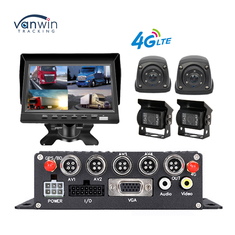 حرفه ای 4CH 1080P MDVR برای کامیون ها با مانیتور 7 اینچ 4G / GPS دوربین ضد آب و کمک معکوس - همه در یک راه حل مدیریت ناوگان