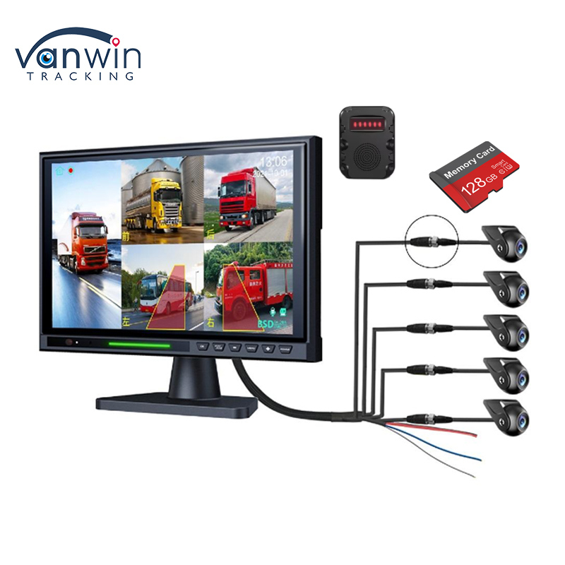 مانیتور دوربین دنده عقب خودرو IPS BSD 5 کاناله با صفحه نمایش لمسی 10.1 اینچی، DVR، دوربین پشتیبان AHD 1080P برای کامیون، اتوبوس و RV