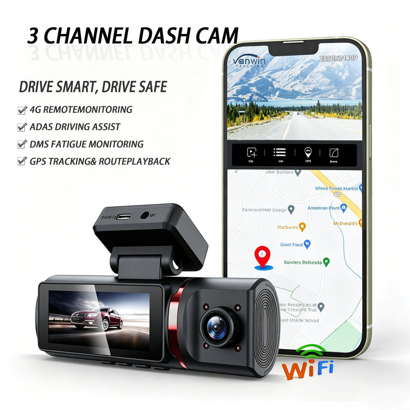 4K Advanced Assisted Driving Dashcam GPS ADAS DMS با پشتیبانی WIFI برای نظارت بر پارکینگ
