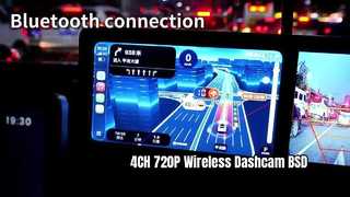 داش کم بی سیم 4CH 720P با 7 اینچ IPS و BSD، مغناطیسی، قابل شارژ، برای کامیون ها/ران وی/اتوبوس ها.